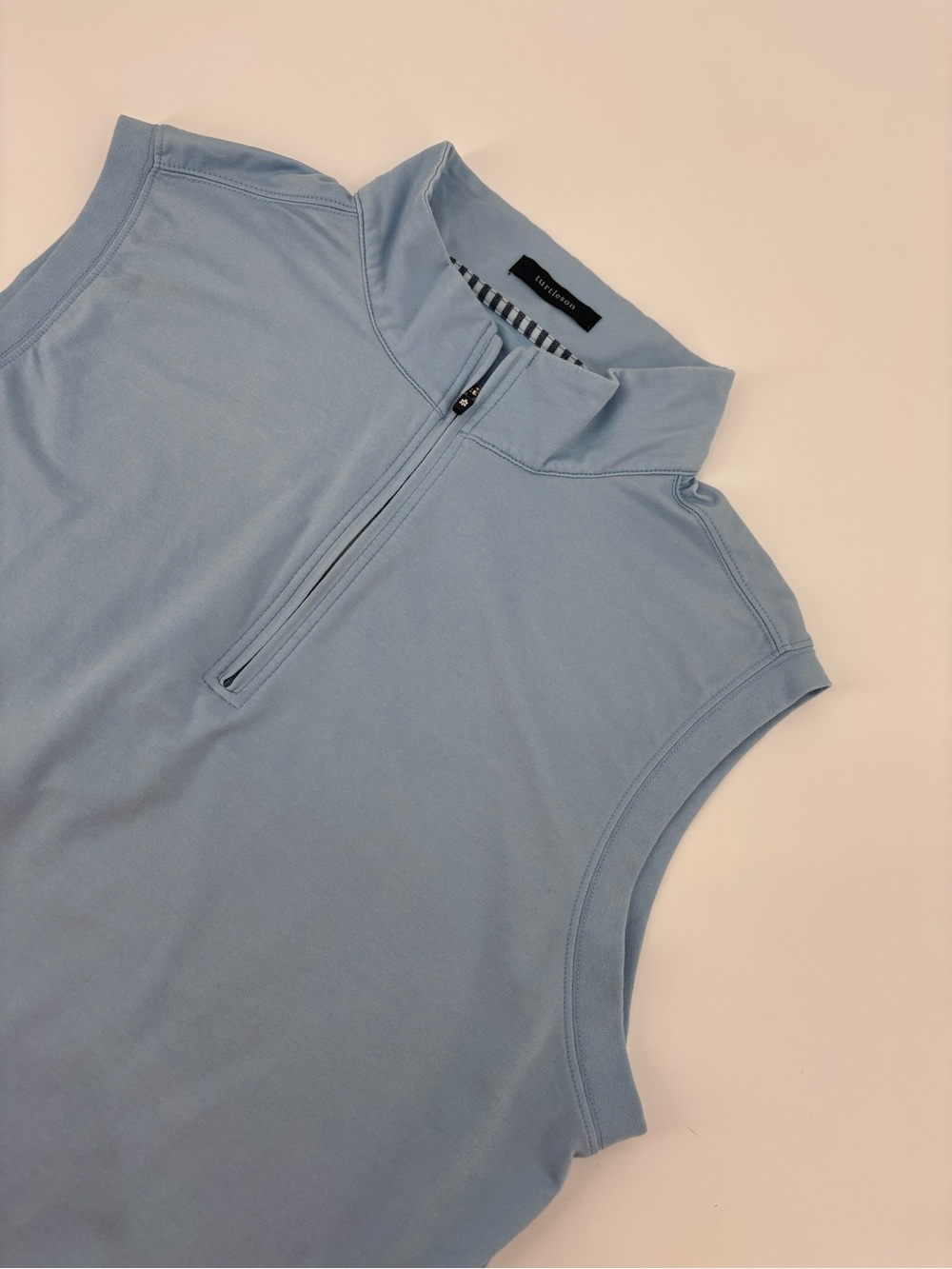 Turtleson Womens Medium‎ Sleeveless Golf Polo Quarter Zip Vest Powder Blue Top M